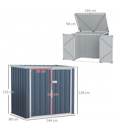 2-Bin Steel Rubbish Storage Shed w/ Double Locking Doors Outsunny