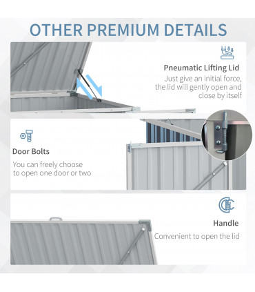2-Bin Steel Rubbish Storage Shed w/ Double Locking Doors Outsunny