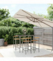 5 Piece Garden Bar Set Grey Poly Rattan& Solid Wood Acacia