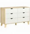 Chest of Drawers, 6 Drawer Unit Storage Chest Bedroom White and Brown