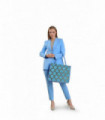 Ciara Turquoise Round Pattern Women Large Tote Bag