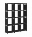 12-Cube Display Shelf Black 103x30x141 cm Fabric