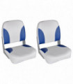Boat Seats 2 pcs Foldable Backrest Blue-white Pillow 41x36x48cm