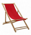 Deck Chair Bamboo and Canvas Red