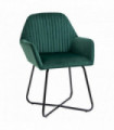 Modern Accent Chair Velvet-Feel Upholstered Lounge Armchair Metal Base Green