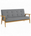 Modern Upholstery Sofa 3-Seater Couch with Button Tufted Backrest Dark Grey