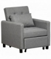 HOMCOM Convertible Single Chair Bed with Tufted Upholstered Fabric, Grey