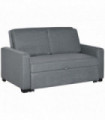 Sofa Bed Grey Linen-feel 2 Seater 154L x 85W x 90H cm Convertible Click Clack