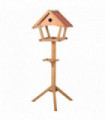 Wooden Bird Feeder Stand Natural Solid Fir Wood House-Shaped Design 2 Platforms