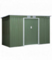 Corrugated Metal Shed Green 280cm x 130cm x 172cm Pent Sliding Lockable Door