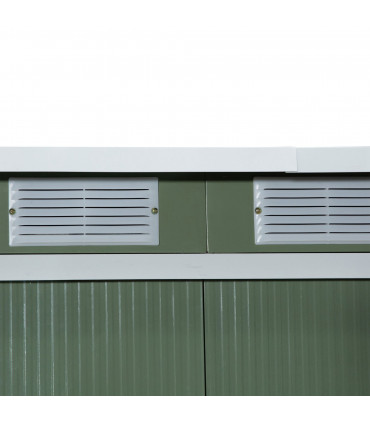 Corrugated Metal Shed Green 280cm x 130cm x 172cm Pent Sliding Lockable Door