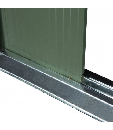 Corrugated Metal Shed Green 280cm x 130cm x 172cm Pent Sliding Lockable Door
