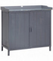 Garden Storage Cabinet, Potting Bench Table Galvanized Grey