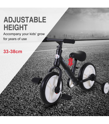 Kids Balance Training Bike Toy w/ Stabilizers For Child 2-5 Years Black