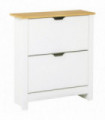 Shoe Cabinet Spacious 2 Drawers Particle Board White 80H x 72L x 26Dcm