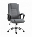 Linen Office Chair 360� Swivel High Back Wide Adjustable Seat Grey Vinsetto