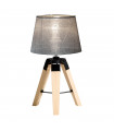 Table Lamp Grey Linen Shade 24x24x45cm Tripod Base E27 40W Bulb Not Included