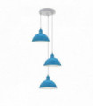 Pendant Light Blue Metal Three Outlet 21cm Pendant Light Blue without bulb