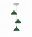 Pendant Light Green Metal and PVC Vintage Industrial Round Three Outlet 21cm