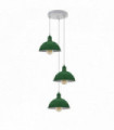 Pendant Light Green Metal PVC 21cm Vintage Industrial Round Three Outlet