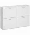 Wooden 4 Drawer Shoes Cabinet White 120L x 24W x 81Hcm Particleboard Storage