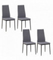 High Back Dining Chairs Upholstered Linen-Touch Fabric Grey 97H x 41W x 50Dcm