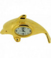 Miniature Clock Gold Free Standing Dolphin Solid Brass IMP1062G - CLEARANCE NEEDS RE-BATTERY