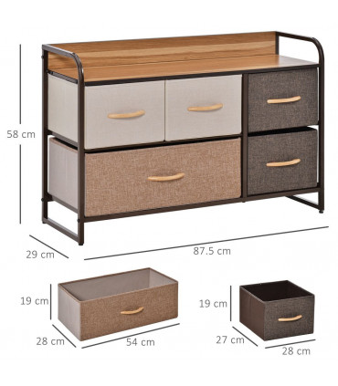 Drawers Storage Tower Dresser with Wood Top, Steel Frame, Storage Organizer