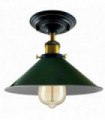 Ceiling Light Green Metal Cone Shade Flush Mount Vintage Industrial 24cm x 22cm