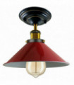 Ceiling Light Red Metal Cone Shade Flush Mount Vintage Industrial 24cm x 22cm