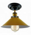 Ceiling Light Yellow Metal Vintage Industrial Metal Cone Shade Flush Mount