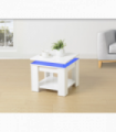 LED Light White Square Side Table - MDF with high gloss PU - 215H x 112L x 79Wcm