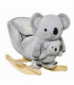 Kids Plush Ride-On Rocking Horse Koala Toy Grey Fabric 50H x 60L x 33Wcm