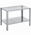 Steel Plant Stand 2-Tier Silver 107cm x 61cm x 81cm Outsunny Display Shelf