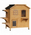 Wooden Cat House Natural Wood Finish 78cm x 55.5cm x 91cm Fir Wood