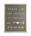 Wooden WHITE 40X50CM MESSAGE BOARD 188 WHITE LETTER 11 EMOJIS GREY RUSTIC FRAME