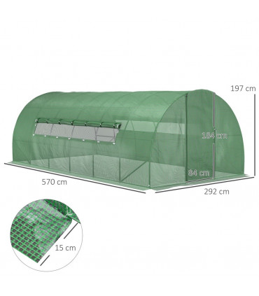 6 x 3M Reinforced Walk-in Polytunnel Garden Greenhouse Steel Frame