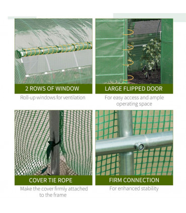 6 x 3M Reinforced Walk-in Polytunnel Garden Greenhouse Steel Frame