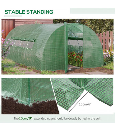 6 x 3M Reinforced Walk-in Polytunnel Garden Greenhouse Steel Frame