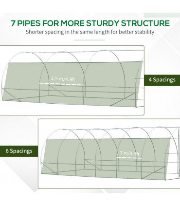 6 x 3M Reinforced Walk-in Polytunnel Garden Greenhouse Steel Frame