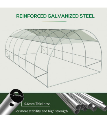 6 x 3M Reinforced Walk-in Polytunnel Garden Greenhouse Steel Frame