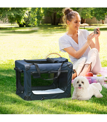 Pet Backpack Carrier Blue 60L x 41.5W x 41H cm Folding Portable Cat Puppy Cage