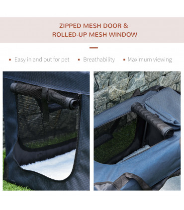 Pet Backpack Carrier Blue 60L x 41.5W x 41H cm Folding Portable Cat Puppy Cage