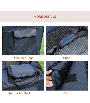 Pet Backpack Carrier Blue 60L x 41.5W x 41H cm Folding Portable Cat Puppy Cage