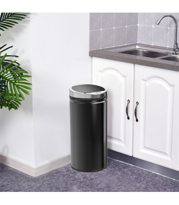 Sensor Trash Can 42L Stainless Steel Black 30.5cm x 30.5cm x 68cm