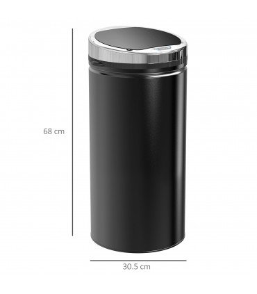 Sensor Trash Can 42L Stainless Steel Black 30.5cm x 30.5cm x 68cm