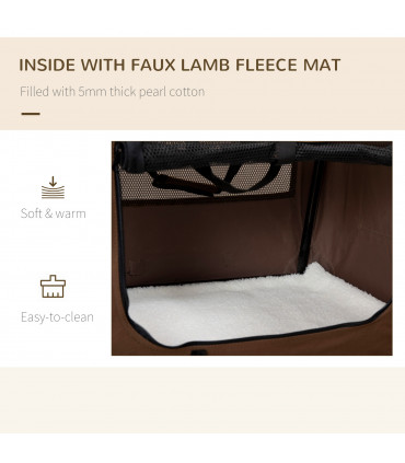 60cm Foldable Pet Carrier w/ Cushion for Mini Dogs and Cats - Brown Pawhut