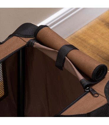 60cm Foldable Pet Carrier w/ Cushion for Mini Dogs and Cats - Brown Pawhut