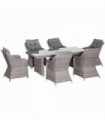 7 PCS Patio PE Rattan Wicker Dining Table Set Furniture w/ Tempered Glass