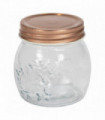 Canisters & Jars Glass Embossed Storage Jar With Copper Screw Lid - D6xH8xW6cm